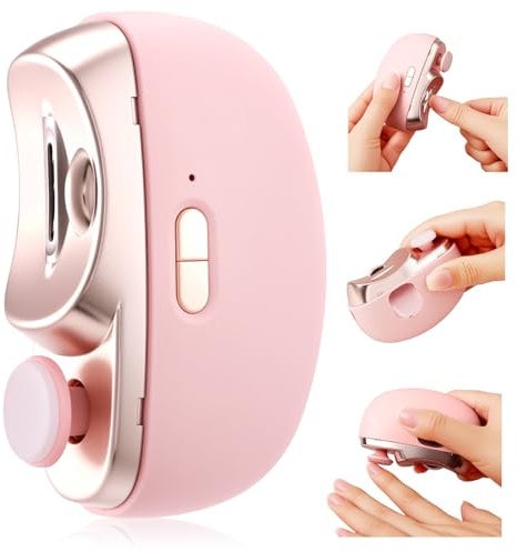 saerryor Electric Nail Clippers, Automatic Nail Cutter, 2 Adjustable Speeds, LED Light, USB Rechargeable with Nail Chip Storage, Safe for Kids, Adults, Seniors