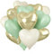 Ballon Coeur Rose Beige Vert Or clair, 12pcs Forme de Coeur Ballons Or, Ballons en Aluminium Coeur Vert, Crème Ballon Coeur Helium pour Anniversaire, Mariage, Engagement, Douche de bébé, Valentine