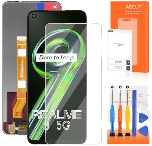AGCUT Para Realme 9 5G LCD Display para Realme 9 PRO 5G LCD Pantalla táctil Digitizer Full Assembly Kit de reparación RMX3474 RMX3471 (negro)