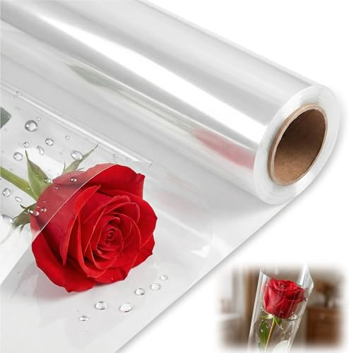 86CM x 30M Klarsichtfolie Geschenkfolie Transparent: Durchsichtiges Geschenkpapier Durchsichtige Folie für Geschenk Hochzeit Blumenstrauß Süßigkeiten Oster Geschenkkorb