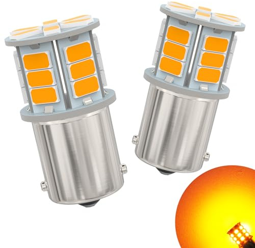 AGLINT Bombillas 1156 P21W LED Ámbar BA15S 1141 7506 12V 24V para Coche Luz de Señal de Giro Luces Antiniebla Traseras Intermitentes Luce Amarillo 2 Unidades