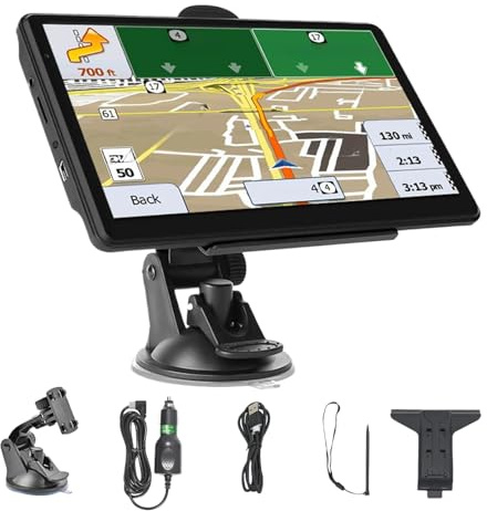 Navegador GPS para Coche,Navegación para Coche 7 Pulgadas (17.8 cm) | Pantalla Táctil con Mapas Inteligentes Dispositivo Portátil para Viajes Largos Carretera Camiones Autocaravanas