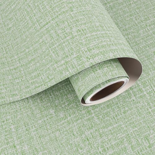 VaryPaper Leinen Textur Tapete Selbstklebend Stoffoptik Hellgrün Modern 40cmx200cm Möbelfolie Grün Matt Strukturtapete Wohnzimmer Schlafzimmer Flur Klebefolie Schrank Kommode Folie für Möbel