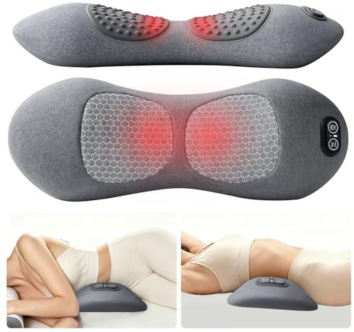 3 In 1 Rückenmassagegerät, Nackenmassagegerät mit Wärme, Vibration, Lendenwirbelstütz, Nackenmassagegerät Elektrisch Entspannungskissen zur Linderung von Schulter, Nacken und Taille