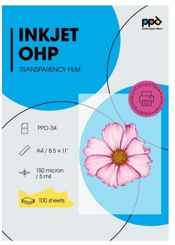 PPD 100xA4 Inkjet Premium Overheadfolie für vollfarbige Ausdrucke in höchster Qualität PPD-34-100