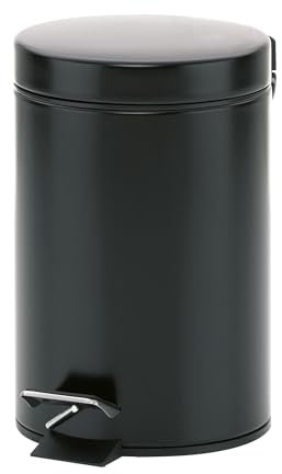 kela Kosmetikeimer Monaco, 3 L, Durchmesser 17 cm, Metall, schwarz, herausnehmbarer Inneneimer mit Tragehenkel, 20903