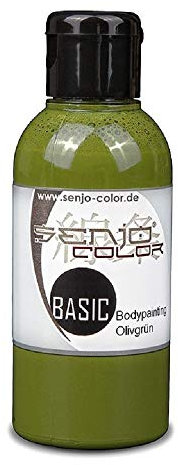 Pintura Corporal I 75 ml I para Aerógrafo y Pincel I Carnaval, Disfraces, Pintacaras I Senjo Color Basic I Verde oliva