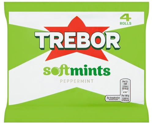 Trebor Softmints Peppermint Mints Multipack, Chewy Centre, Crunchy Shell, 18 x 179.6g