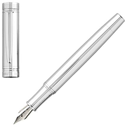 Cerruti NST2092 Zoom Classic Silver Fountain Pen 1881 Brass Silver Font Colour Blue Length 13.7 cm