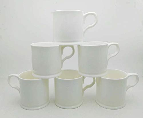 FINE BONE CHINA WHITE TANKARDS X 6 FREE NEXT DAY DELIVERY IN UK