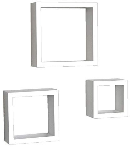 yelloo Set von 3 Wohnzimmer Holz Cube Regalen, weiß mit Äderung 3CBI