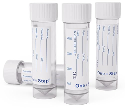 15 Urine Sample Bottles Specimen Pot Graduated Container with Lid & Label 30ml