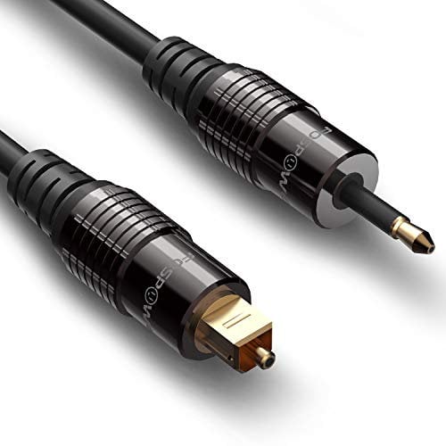 FosPower - Cable Óptico Audio Digital | Cable Toslink a Mini Toslink | Cable Digital Optical SPDIF ~ Cable Audio con Conectores Chapados Oro 24K | 90cm
