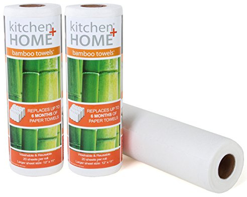 Kitchen Home Bamboo Towels - Heavy Duty Eco Friendly Machine Washable Reusable Bamboo Towels - 2-Pack (20 Sheets Each, 40 Sheets Total)
