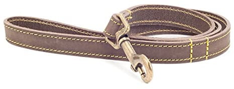 Ancol Handcrafted Heavy Duty Sable Timberwolf Leather Dog Lead - Soft Supple Leather Leash with Industrial Nylon Thread - 1m x 19mm