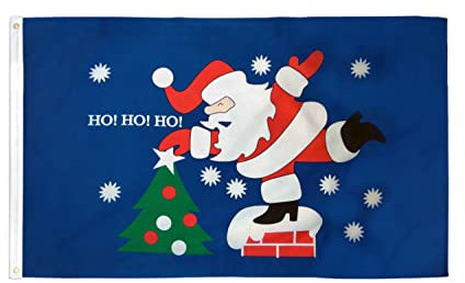 AZ FLAG - Drapeau Père Noël Ho Ho Ho - 150x90 cm - Drapeau Santa Christmas 100% Polyester Avec Oeillets Métalliques Intégrés - Pavillon 110 g