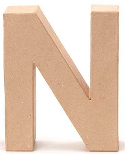 Papp-Buchstabe N 17,5x5,5cm Pappartikel Pappart Bemalen Basteln Dekorieren Braun Pappmaché