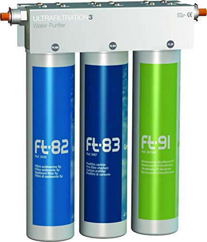 FT-LINE 3. Sistema de filtro de agua de carbón activo con filtración UF sin grifo, incluye kit de conexión, adecuado para burbujeantes, burbujeadores, sistemas de burbujas, etc