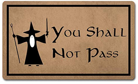 Eureya Fußmatte mit Aufschrift You Shall Not Pass Inside/Out, lustig, rutschfest, 60 x 40 cm