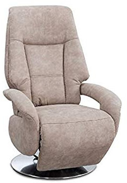Cavadore TV-Sessel Edinburgh / Fernsehsessel mit manuell verstellbarer Relaxfunktion / 74 x 114 x 77 / Lederoptik: beige