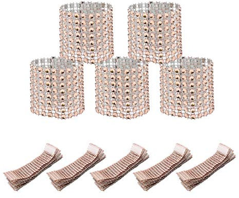 50 Stück Serviettenringe, Funkelnde Serviettenringe, Stühle Bogen glänzende Schnallen, Dekoration für Party, Hochzeit, Event, Party (Roségold)
