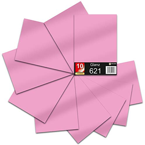Din A4 Bogen 30x21cm 621/631 Plotterfolie Folie Vinyl Autofolie (045 Hellrosa, 10er Set 621 Glanz)