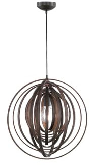 meineWunschleuchte Pendelleuchte 1-flammig mit Kugel Lampenschirm aus Holzlamellen Braun, Ø 50cm