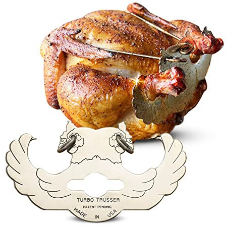 Turbo Trusser Für Huhn I Bekannt auf Shark Tank I Kocht gleichmäßig & macht Fleisch saftiger I Einfach zu bedienen & spülmaschinenfest I für Öfen, Smoker, Bräter, Grills, Rotisseries, Luftfritteusen &