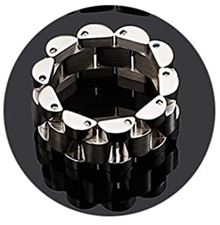 AMDXD Herren Ringe aus Edelstahl, Uhrarmband Form Klassisch Ringe Bandringe Punk Rock Geschenkidee für Männer Gr.65 (20.7), Silber