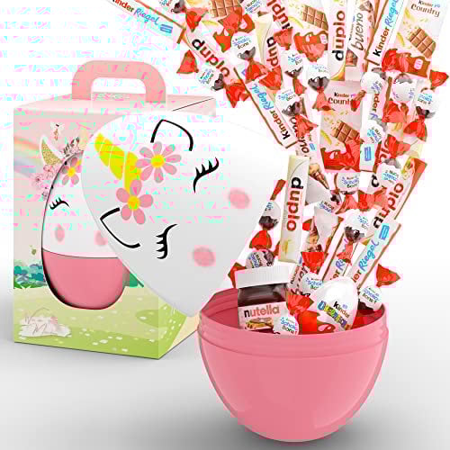 Riesen Einhorn Ei mit Schokolade Mix für Mädchen – XXL Unicorn Geschenkidee Großpackung - Überraschungs Schokolade Geschenk für Frauen, Freundin zu Geburtstag, Valentinstag, Ostern, Einschulung