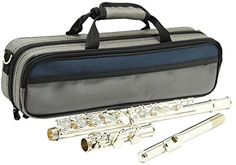 Anfänger Profi Querflöte Einsteiger 16 Versilberte C-Flöte Mit Geschlossenen Löchern Querflöte Anfänger (Color : Cloth)