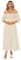 R.Vivimos Women's Polka Dot Slim Half Sleeve Puff Flare Sleeve Square Neck Tie Long Midi Dress(Small,Beige#2)