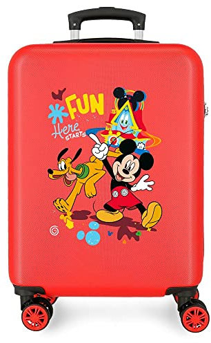 Disney Mickey Here Starts Kabinenkoffer Rot 38x55x20 cm Starres ABS Seitliches Zahlenschloss 35L 2 kg 4 Doppelrollen Handgepäck