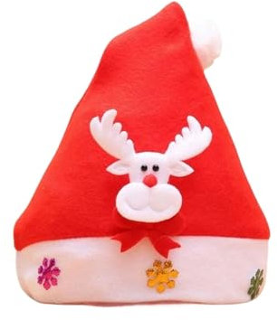 GAGALU Weihnachtsmützen Neujahr Weihnachtsmütze Erwachsene Kinder Weihnachtsdekorationen Für Weihnachtsmann Geschenk-28X36Cm-Elch