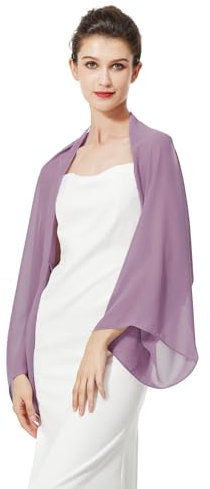 BEAUTELICATE Chiffon Schal Stola Damen Festlich Elegante Schultertuch Bolero Shrug mit Ärmel für Abendkleider Brautkleider Sommer Hochzeit (Opera Mauve, Einheitsgröße)