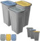 KADAX Juego de 3 cubos de basura de 30 l para sistema de separación de basura, cubo de basura de plástico con tapa abatible (amarillo, verde y azul)