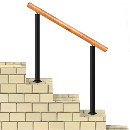 Ringhiera per Scale da Giardino Corrimano in Legno per Gradini Esterni, Corrimano di Transizione per Gradini Esterni Picchetto Corrimano Adatto a 2 o 3 Gradini, Corrimano in Ferro Battuto per Decking