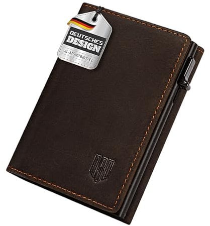 DODENSHA MagSnap Geldbörse Herren I Slim Wallet mit XL-Münzfach für 10+ Münzen I Kreditkartenetui Geldbeutel Herren für 10+ Karten I Magnetischer Verschluss Geldbörse I RFID Schutz I Dunkel Braun