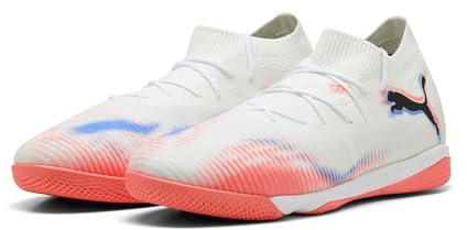 PUMA Unisex Future 8 Match It Fussballschuh, Weiß, Schwarz, leuchtendes Rot, 45 EU