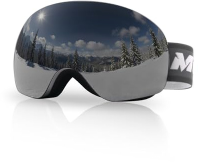 Meeloog Skibrille - Rahmenlos, OTG Snowboardbrille, Anti-Beschlag, 100% UV400 Schutz, Schneebrille für Herren & Damen