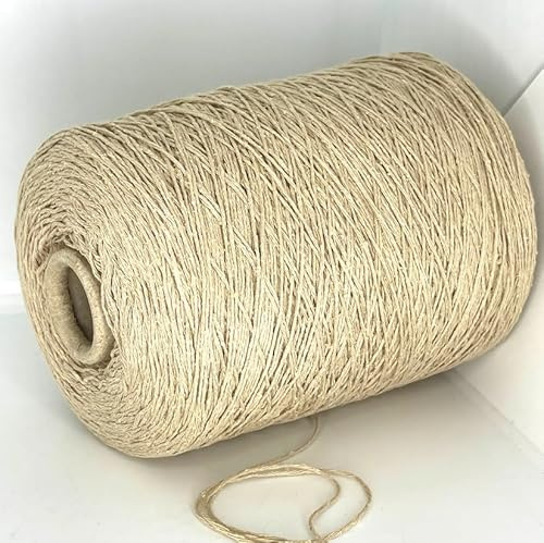 Bourette-Garn aus 100 % Seide, 1 Fingersockengewicht, in Italien hergestellt, zum Stricken, Häkeln und Basteln (Beige, 440 g – 1760 m)