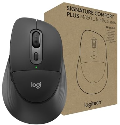 Logitech Signature Comfort Plus M850 L for Business, kabellose Maus | Handgerechtes Design, Handballenauflage, leise Klicks, Empfänger/Bluetooth, Windows/Mac/ChromeOS/Linux/iPadOS - Graphit