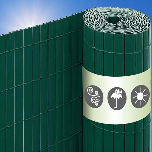 UrFence 100x600 Brise Vue Balcon Exterieur - Canisse PVC Verte - Cloture de Jardin Cache Vis-à-Vis - Protection Terrasse - Pare Soleil - Lamelle Occultante - Grillage Rigide Haie Artificielle Durable