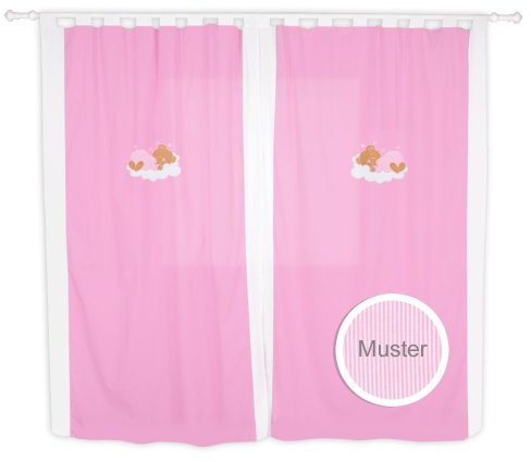 Babyzimmer Kinderzimmer Gardinen Vorhänge mit Schlaufen 5 Farben, Farbe:Rosa