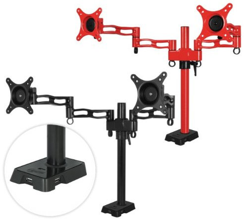 Arctic Z 2 - Duale Monitorhalterung mit 4-Port-USB-HUB für Zwei 13 - 30 Monitore - VESA 75x75 / 10
