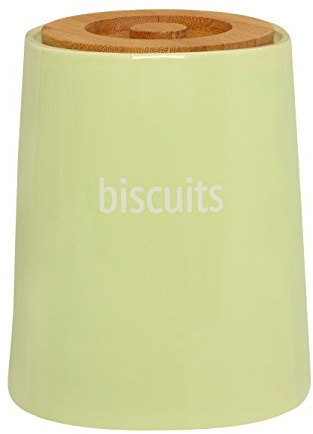 Premier Housewares Biscuit Ceramic Kitchen Storage Jars Green Cookie Jars for Biscuits Canisters for The Kitchen Tea Coffee Sugar Tea Coffee and Sugar Canisters