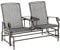 Outsunny Metal Double Swing Chair Glider Rocking Chair Seat Outdoor Seater Garden Furniture Patio Porch With Table