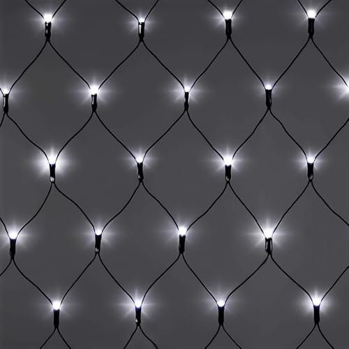ANSIO® Net Lights Outdoor, 200 LED 2 x 2m Cool White Fairy Christmas Lights with Timer, Mains Powered Mesh for Indoor Outdoor Xmas Trees, Windows, Garden Party Decorations