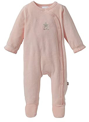 Bornino Basics Schlafoverall mit Füßen - Baby-Einteiler - Stern-Stickerei - seitliche Druckknopfleiste - Nicki-Qualität