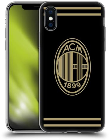 Head Case Designs Offizielle AC Milan Schwarz Und Gold Wappen Gelhülle [Militärischer Schutzgrad] Kompatibel Mit Apple iPhone X/iPhone XS Und Kompatibel Mit MagSafe